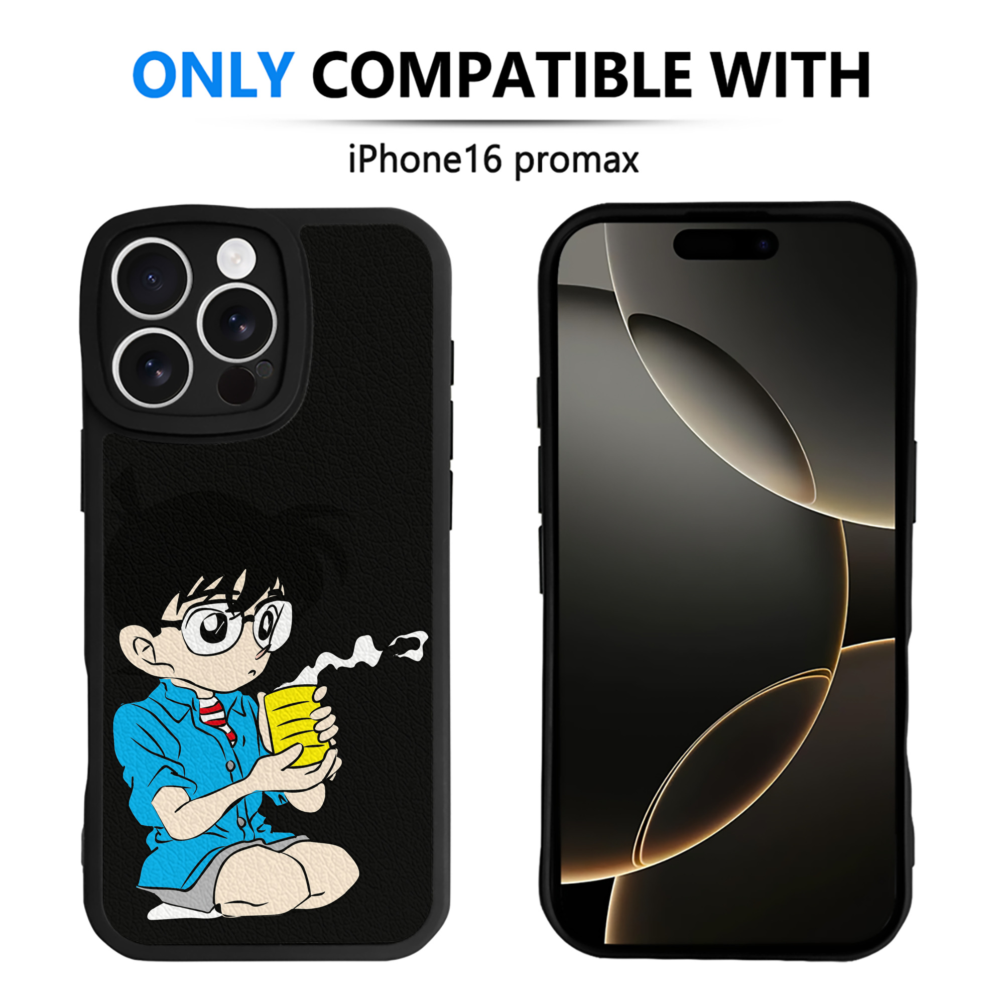 （画像用） 名探偵コナン 江戸川 コナン Detective Conan Conan Edogawa 【iPhone 16シリーズ対応】シリコンスマホケース（レザー調） 材質：シリコン